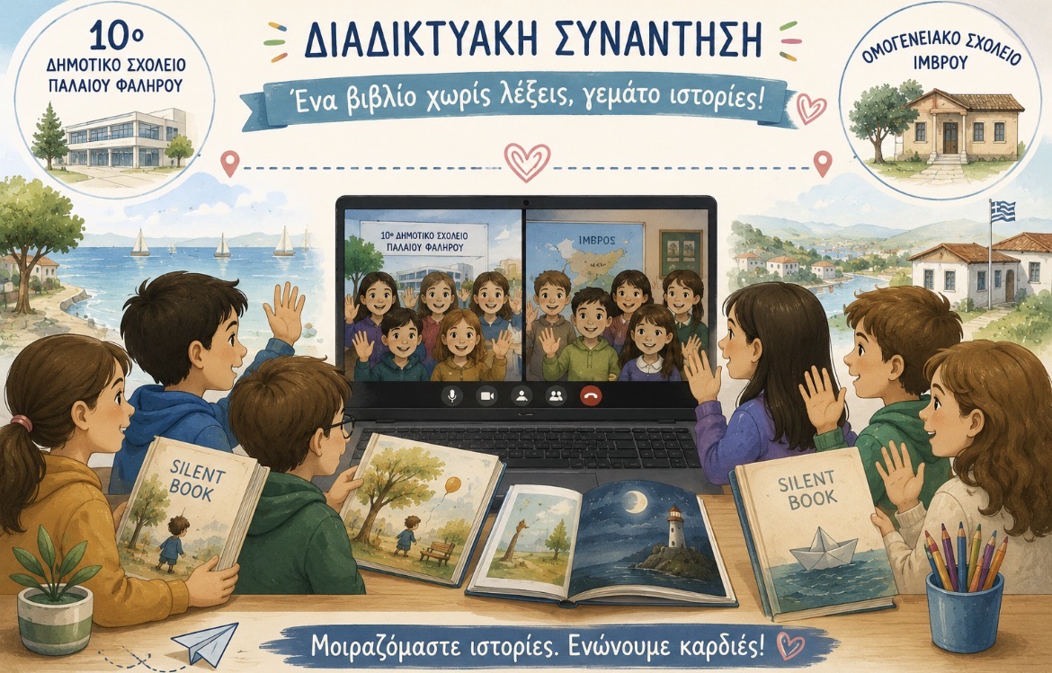 Διαδικτυακή συνάντηση των μαθητών της Α’ τάξης με το Ομογενειακό Δημοτικό Σχολείο της Ίμβρου με αφορμή την κοινή μας δράση, τη συγγραφή των silent books…
